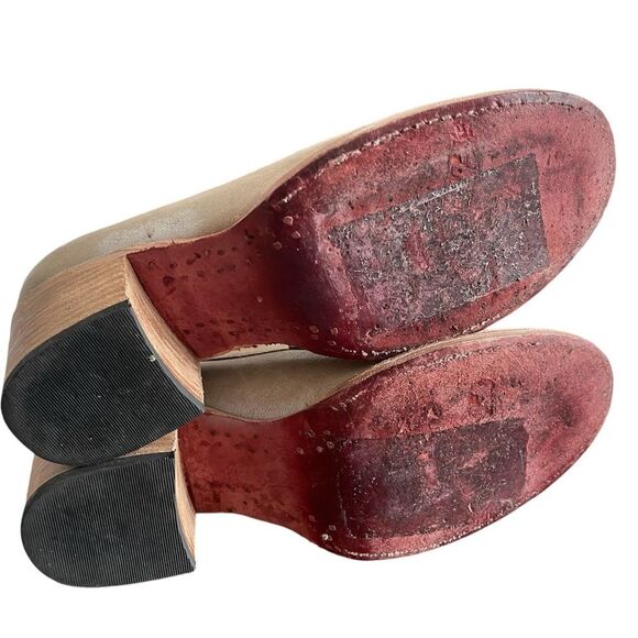 FREEBIRD by STEVEN 'Chevelle' Tan/Gray Snake Print Leather Block Heel Loafers - Picture 4 of 10